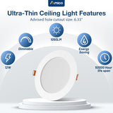 6 Inch Canless LED Recessed Light, Ultra - Thin 5CCT 2700K–5000K, 1050LM Dimmable Wafer Downlight with Junction Box, 12W (110W Eqv), ETL & FCC - 4