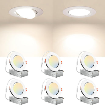 4 Inch Gimbal Slim LED Recessed Pot Lights with Junction Box 6-Pack-1