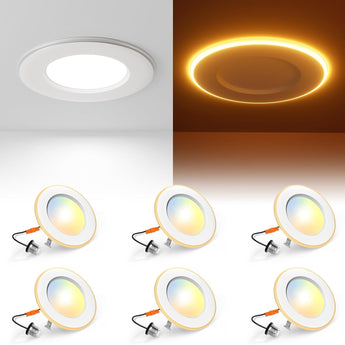 4 Inch LED Can Lights with Night Light, Retrofit Recessed Lighting Selectable 5CCT, 700LM Downlight, Dimmable, ETL & FCC-7