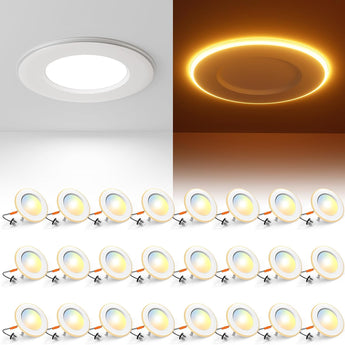 4 Inch LED Can Lights with Night Light, Retrofit Recessed Lighting Selectable 5CCT, 700LM Downlight, Dimmable, ETL & FCC-9