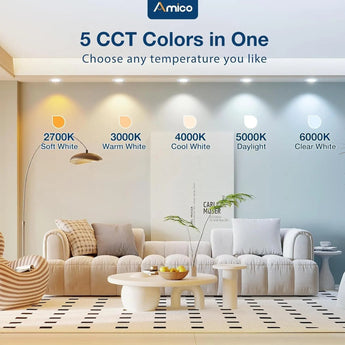 4 Inch LED Recessed Lighting, Dimmable, Retrofit Can Light with Baffle Trim, Selectable CCT, 650 Lumens - 4