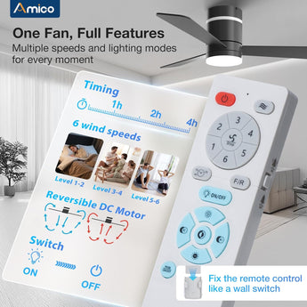 42" Black RGB Low Profile Ceiling Fan with Light, 3CCT Reversible Fan Remote APP Control for Home Indoor Use - 4