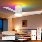42" Black RGB Low Profile Ceiling Fan with Light, 3CCT Reversible Fan Remote APP Control for Home Indoor Use - 10