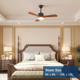 42" Ceiling Fan with Light & Remote, 3 Wood Blades, 6 Speeds, 3CCT Dimmable, Reversible, Quiet – Indoor/Outdoor Black Walnut - 2