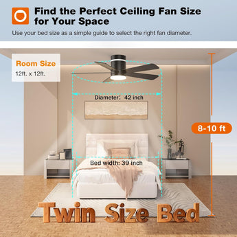 42" Flush Mount RGB Ceiling Fan with Light, Reversible Smart Fan Remote APP Control for Home Indoor Outdoor Use - 4