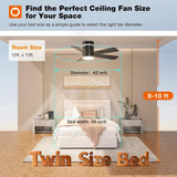 42" Flush Mount RGB Ceiling Fan with Light, Reversible Smart Fan Remote APP Control for Home Indoor Outdoor Use - 3