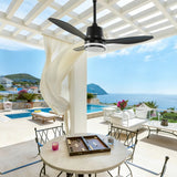 42 Inch IP65 Waterproof Outdoor Ceiling Fan with Light, 3CCT 6 Speeds Hanging Patio Fan with Remote Control, Plug in Design for Porch Pergola Garage Canopy, Black-2