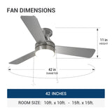 42" Low Profile Ceiling Fan with Light, Remote & Pull Chain, Flush Mount, 5CCT Dimmable, Reversible, Quiet - 15