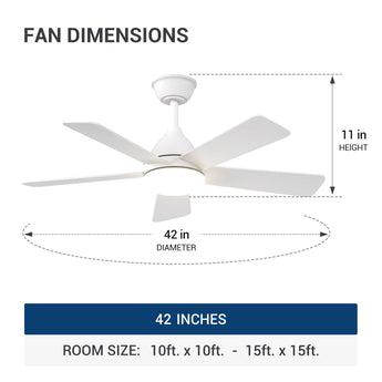 42" Sleek Ceiling Fan with Light, 3CCT Dimmable, Remote, Reversible, Quiet – Bedroom & Living Room - 22
