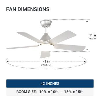 42" Sleek Ceiling Fan with Light, 3CCT Dimmable, Remote, Reversible, Quiet – Bedroom & Living Room - 16