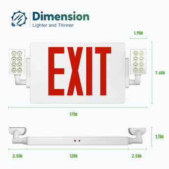 LED Double - Sided Exit Sign with Emergency Lights, Adjustable LED Emergency Exit Lights with Battery Backup, Hard Wired, UL Certified, AC 120/277V - 4