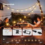 G40 Outdoor String Lights, LED Shatterproof Bulbs, Dimmable & Timable, 3 Lighting Modes - 6