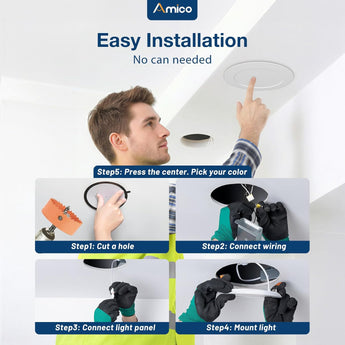 6 Inch Recessed LED Lighting, Press - Down,Slim Design, Selectable CCT, 1050 Lumens - 7
