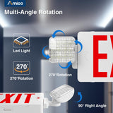 Double - Sided Exit Sign Emergency Light Combo, Two Adjustable LED Heads with Battery Backup, AC 120/277V - 4
