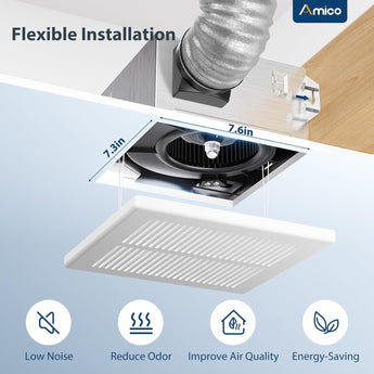 Amico-80 CFM Bathroom Exhaust Fan, 1.0 Sone Low Noise Ventilation Fan, Ceiling Mounted Retrofit-4