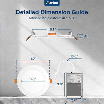5 Inch Recessed LED Lighting, Slim Design, Selectable CCT, 900 Lumens - 3