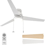 52" Low Profile Flush Mount Ceiling Fan with Light, Remote & Pull Chain, 5CCT Dimmable, Reversible, Quiet - 10