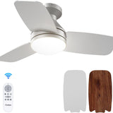 30" Low Profile Ceiling Fan with Light & Remote, Flush Mount, 3 - CCT Dimmable, Reversible & Noiseless, 4 Colors Available - 10
