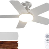 32" Low Profile Ceiling Fan with Light, 3CCT Dimmable, Remote, Flush Mount, Quiet – Indoor/Outdoor - 3