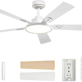 52" Black Ceiling Fan with Light & Remote, 3CCT Dimmable, Reversible, Quiet – Indoor/Outdoor - 9