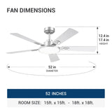 52" Black Ceiling Fan with Light & Remote, 3CCT Dimmable, Reversible, Quiet – Indoor/Outdoor - 16