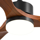 52" Ceiling Fan with Light & Remote, 3 Wood Blades, 6 Speeds, 3CCT Dimmable, Reversible, Quiet – Indoor/Outdoor Black Walnut - 3