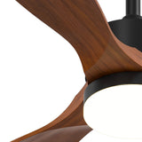 52" Ceiling Fan with Light & Remote, 3 Wood Blades, 6 Speeds, 3CCT Dimmable, Reversible, Quiet – Indoor/Outdoor Black Walnut - 4