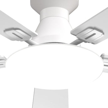 52" Flush Mount Ceiling Fan with Light, Remote, Low Profile, 3CCT Dimmable, Reversible, Quiet DC - 30