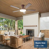 52" Flush Mount Ceiling Fan with Light, Remote, Low Profile, 3CCT Dimmable, Reversible, Quiet DC - 22