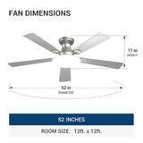 52" Flush Mount Ceiling Fan with Light, Remote, Low Profile, 3CCT Dimmable, Reversible, Quiet DC - 17