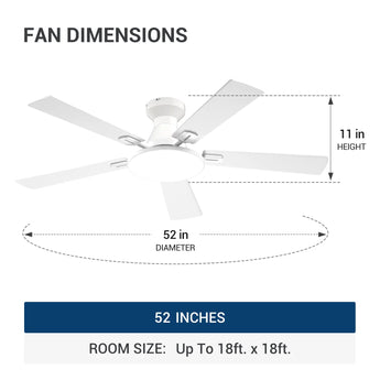 52" Flush Mount Smart Ceiling Fan with Light, Amico Reversible DC Motor, 3CCT Dimmable, 6 Speeds, Remote/APP/Alexa Control, Noiseless Black - 17