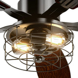 52 Inch Black Caged Ceiling Fan with Light, Remote Control 3CCT Dimmable Quiet Indoor Outdoor Fan - 4