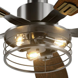 52-Inch Black Farmhouse Caged Ceiling Fan with Light, Remote Control, 3CCT Dimmable Quiet-4