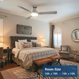 52" Low Profile Ceiling Fan with Light & Remote, Flush Mount, 3 - CCT Dimmable, Reversible & Noiseless,4 Colors Available - 16