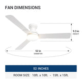 52" Low Profile Ceiling Fan with Light & Remote, Flush Mount, 3 - CCT Dimmable, Reversible & Noiseless,4 Colors Available - 29