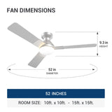 52" Low Profile Ceiling Fan with Light & Remote, Flush Mount, 3 - CCT Dimmable, Reversible & Noiseless,4 Colors Available - 3