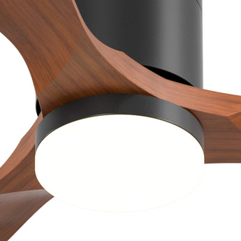 52" Low Profile Ceiling Fan with Light & Remote, Flush Mount, 3 Wood Blades, 3CCT Dimmable, Reversible – Black Walnut, Indoor/Outdoor - 4