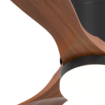 52" Low Profile Ceiling Fan with Light & Remote, Flush Mount, 3 Wood Blades, 3CCT Dimmable, Reversible – Black Walnut, Indoor/Outdoor - 6
