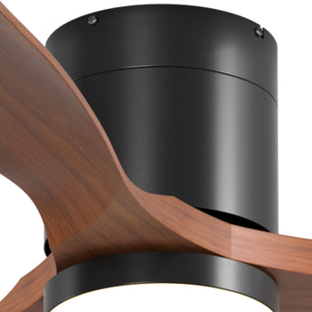 52" Low Profile Ceiling Fan with Light & Remote, Flush Mount, 3 Wood Blades, 3CCT Dimmable, Reversible – Black Walnut, Indoor/Outdoor - 5