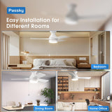 52" Low Profile Flush Mount Ceiling Fan with Light, Remote & Pull Chain, 5CCT Dimmable, Reversible, Quiet-3