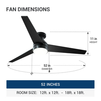 52" Low Profile Flush Mount Ceiling Fan with Light, Remote & Pull Chain, 5CCT Dimmable, Reversible, Quiet - 16