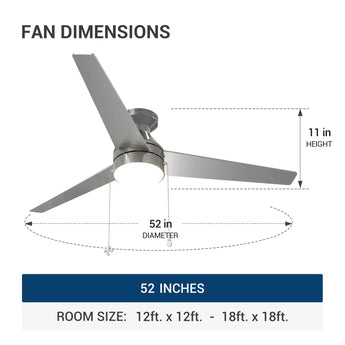 52" Low Profile Flush Mount Ceiling Fan with Light, Remote & Pull Chain, 5CCT Dimmable, Reversible, Quiet - 3