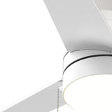 52" Low Profile Flush Mount Ceiling Fan with Light, Remote & Pull Chain, 5CCT Dimmable, Reversible, Quiet - 24