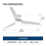 52" Low Profile Flush Mount Ceiling Fan with Light, Remote & Pull Chain, 5CCT Dimmable, Reversible, Quiet - 22