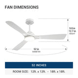 52" Modern Ceiling Fan with Light & Remote – Dimmable 3CCT, Quiet Black Fan for Living Room, Bedroom & Kitchen - 22