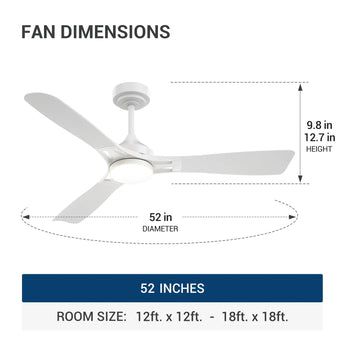 52" Modern Ceiling Fan with Light & Remote – Dimmable 3CCT, Quiet Black Fan for Living Room, Bedroom & Kitchen - 22