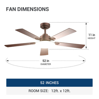 52" Sleek Ceiling Fan with Light, 3CCT Dimmable, Remote, Reversible, Quiet – Bedroom & Living Room - 29
