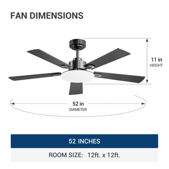 52" Sleek Ceiling Fan with Light, 3CCT Dimmable, Remote, Reversible, Quiet – Bedroom & Living Room - 9