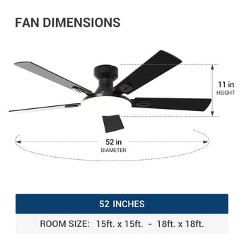 52'' Smart RGB Ceiling Fan with Light, Flush Mount, Reversible DC Motor, 3CCT Dimmable Light, 6 Speeds, Remote/APP/Alexa Control, Noiseless for Bedroom Living Room, Black - 3