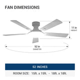 52'' Smart RGB Ceiling Fan with Light, Flush Mount, Reversible DC Motor, 3CCT Dimmable Light, 6 Speeds, Remote/APP/Alexa Control, Noiseless for Bedroom Living Room, Black - 8